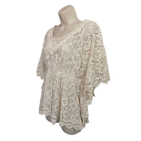 Flying Tomato Ivory Beige Lace Boho Top Size M - Picture 3 of 10